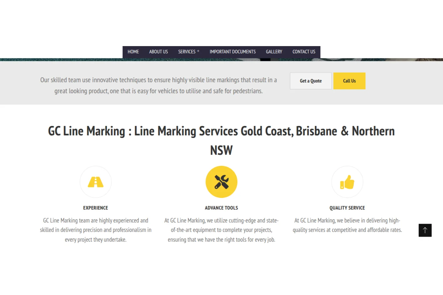 GC Line Marking services page — car park and road marking