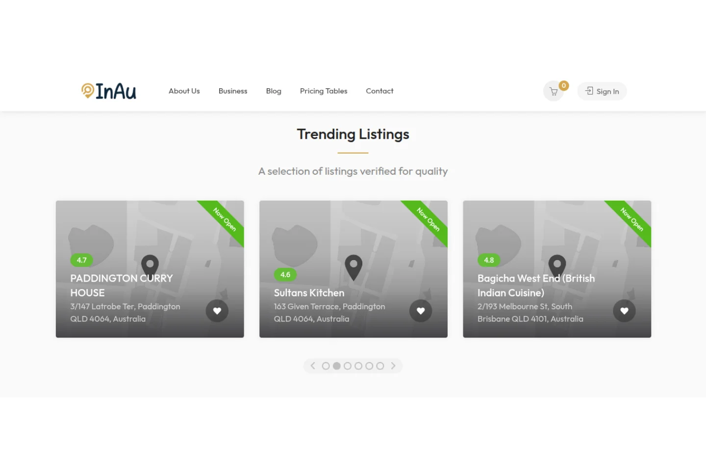 IN-AU Directory business listing page